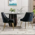 thumbnail image 2 of KCC Velvet Dining Room Chairs Set of 2 Nailhead Back Ring Pull Trim with Gold Legs for Kitchen Living Room(Black), 2 of 20