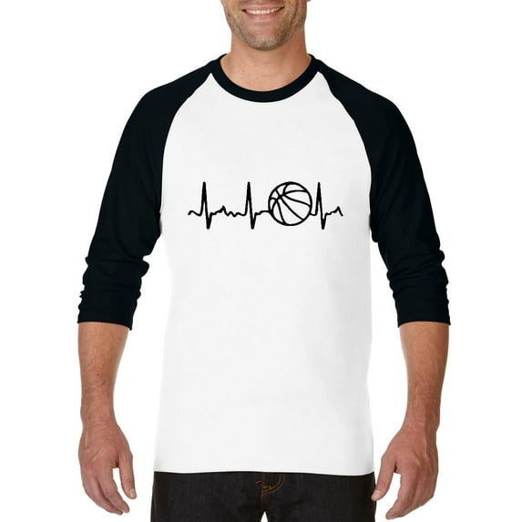MmF - Mens Raglan Sleeve Baseball T-Shirts, up to Size 3XL - Basketball Heartbeat
