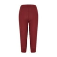 thumbnail image 4 of Diufon lounge Pants for Women Solid Color Drawstring Pants with Pockets Button 3/4 Length Jogger Pants, 4 of 5