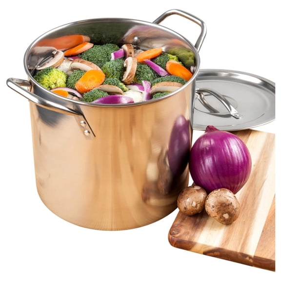 Medium Stainless Steel Prep N Cook Stockpot, 20 Quart, Silver
