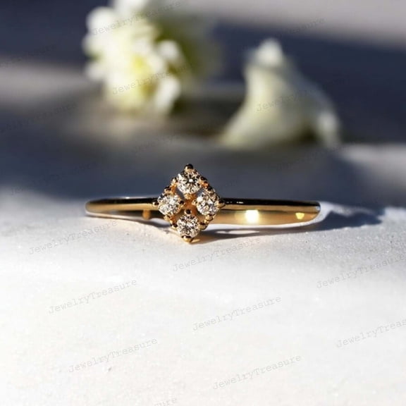 JEWELRYTREASURE CZ Engagement Ring Yellow Gold Plated Ring Dainty Promise Ring Diamond Statement Jewelry Unique Valentine's Day Gift for Girlfriend