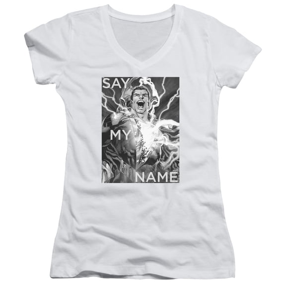 JLA Justice League Say My Name Junior Women's T-Shirt V-Neck White