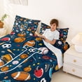 thumbnail image 3 of Erosebridal Kids Baseball Football Rugby Printed Full Size Sheets For Ball Games Lover,Monogrammed J Bed Sheets 4 Pieces, 3 of 6