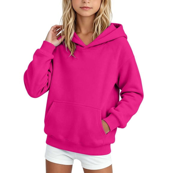 Hooded Sweatshirt Kids Children Pullover Tops Basic Solid Color Soft Autumn Winter Warm Hoodies Schoolwear for Boys Girls