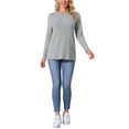 thumbnail image 2 of INSPIRE CHIC Women's Fall Winter Cozy Cable Knit Sweater Pullover Ribbed Loose Fit Casual Crewneck Top M Grey, 2 of 6
