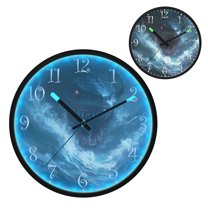 Voice Activated Clock with Glow Light 12 Inch Large Silent Wall Clock Battery Operated for Home Decor Fierce Shark