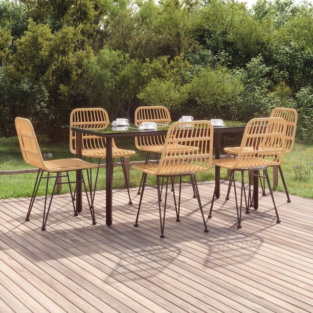 vidaXL Ensemble de Salle à Manger de Jardin 7 Pcs en Rotin Poly