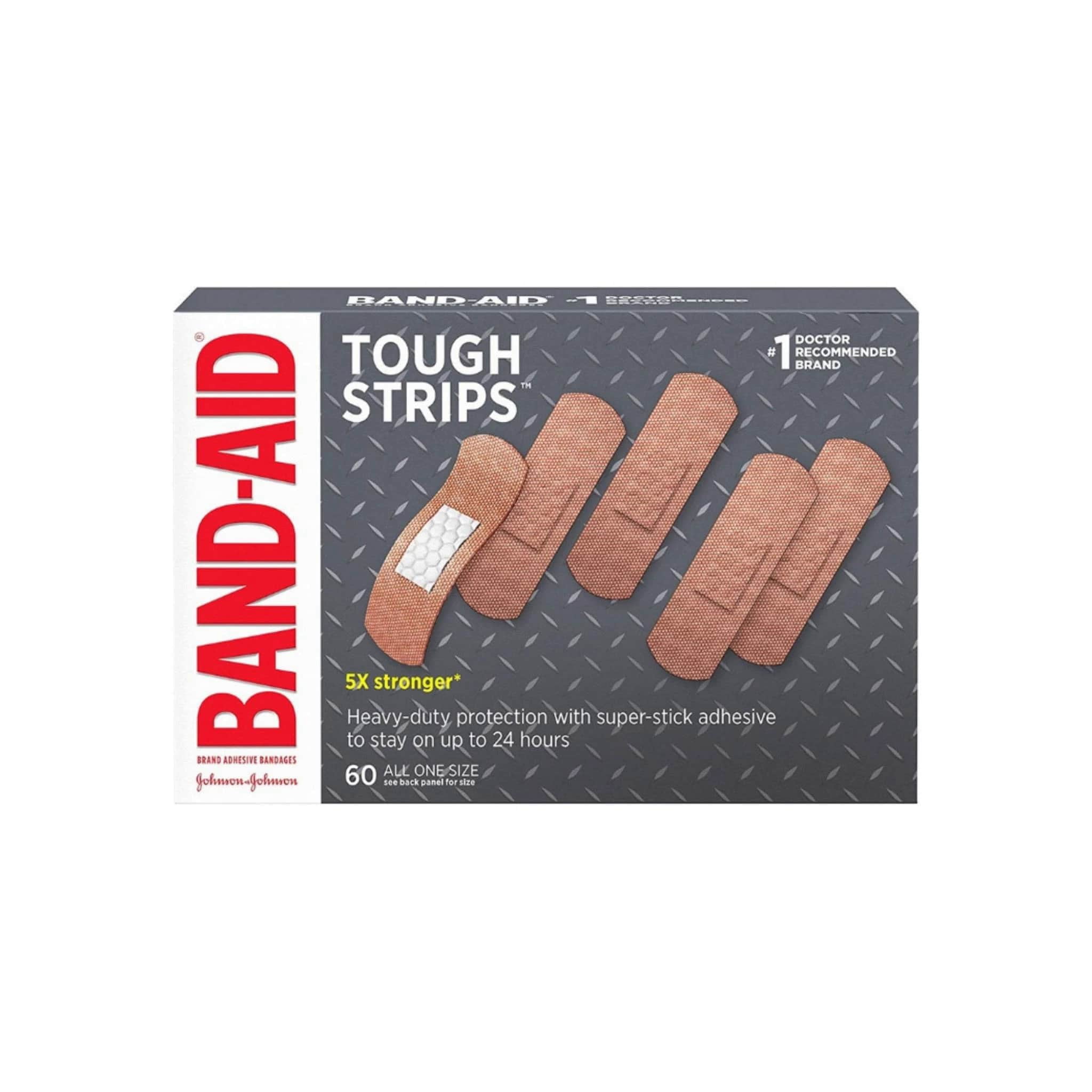 BAND-AID Brand Adhesive Bandages Tough Strips, 60 Ea