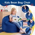 thumbnail image 3 of Fulsmile 2.5Ft Bean Bag Chair for Kids with Memory Foam Filling Kid Beanbag Chair Detachable Soft Cover for Bedroom Living Room, Velvet Blue, 3 of 7