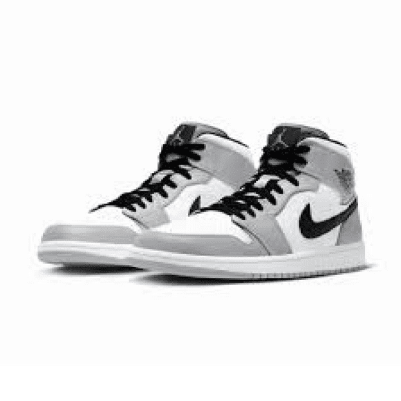 Refurbished Nike 554724-092 Air Jordan 1 Mid Light Smoke Grey Black White Men's Size 10