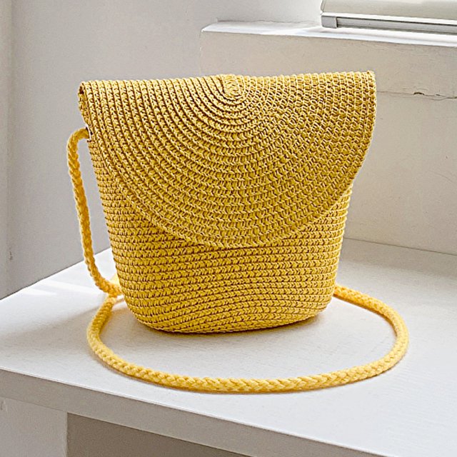 Bolsos Cruzados Bolsos cruzados de verano Elegante bolso de paja de playa tejido hecho a mano para el trabajo (amarillo) Sywqhk Para Estrenar