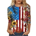 thumbnail image 2 of JOANKDMI Women's American Flag Shirts 3/4 Sleeve 4th of July Independence Day Crew Neck Tops Patriotic Holiday Festival Fashion T Shirts, 2 of 7