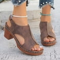 thumbnail image 2 of Sandals for Women Heel Ankle Strap Wedge Casual On Beach Open Toe Summer Shoes High Heels Peep T-Strap Cutout Back Comfy Heeled Dressy Low Arch Support Vacation Sandal, 2 of 9