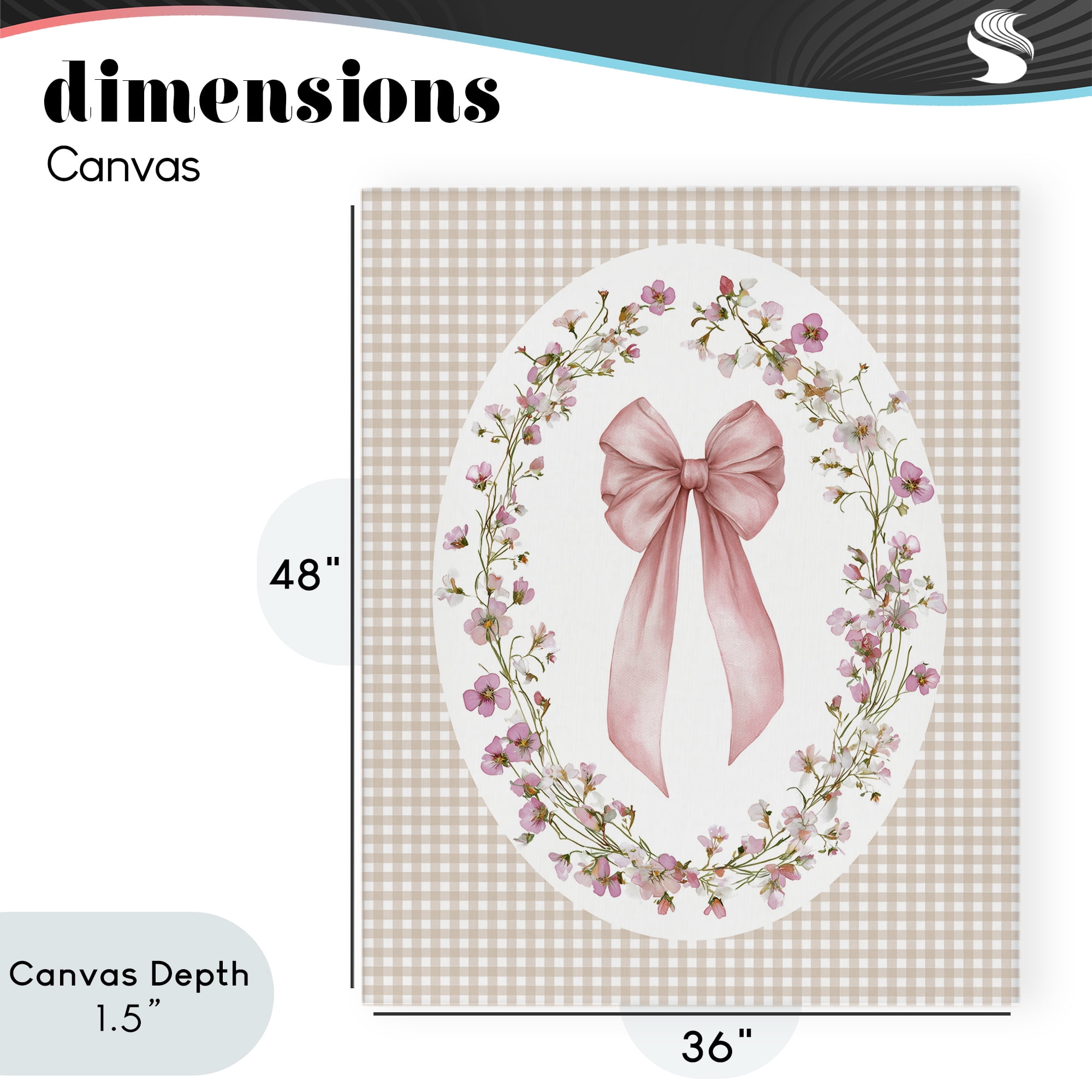 Stupell Industries Feminine Gingham Bow Canvas Wall Art, design by Christine Simpson Art