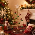 thumbnail image 4 of Twfbrm Spiral Christmas Tree Ornament Display, Metal Sturdy Xmas Tree Stand with Red Green Bells and Glitter Star, Winter Holiday Tabletop Holder Christmas Decoration for Gift, Home Decor, 4 of 9
