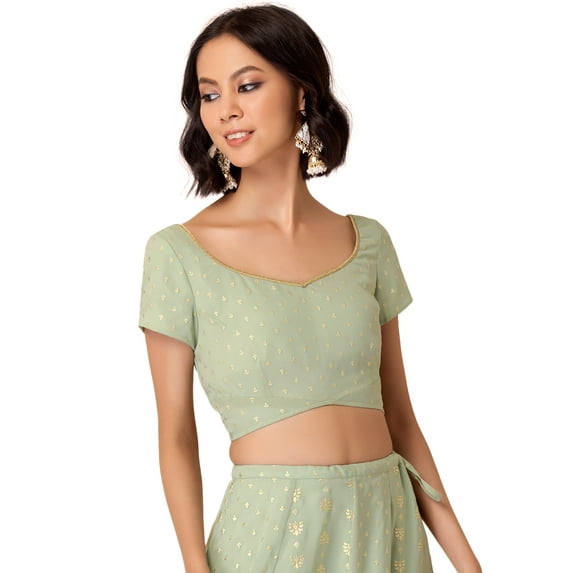 Pastel Green Foil Cut Out Blouse