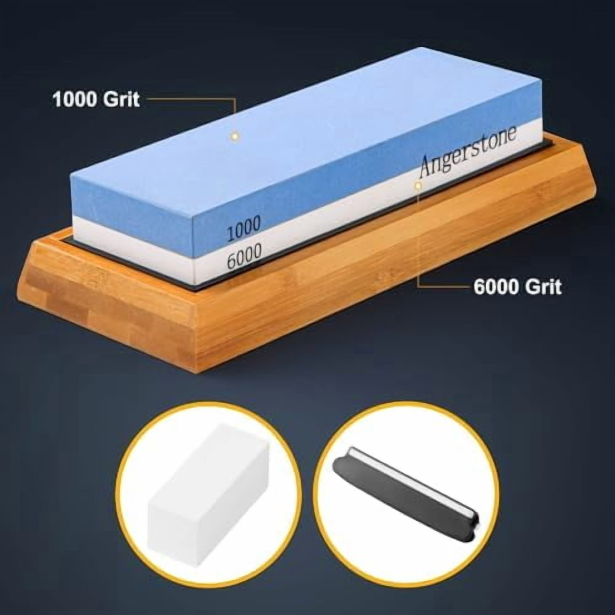 YNGLLC Premium Knife Sharpening Stone–Whetstone 1000/6000 Grit, Whetstone Knife Sharpener with NonSlip Base, Best Wet Stone Sharpening Kit, Angle Guide