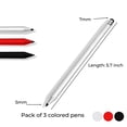 thumbnail image 2 of PRO Capacitive Resistive Stylus Universal 2 in 1 Compatible with Microsoft Surface Book 2/Book 3/PRO X/Go 2/PRO 7 High Sensitivity & Precision 3 Pack! (BLACK SILVER RED), 2 of 5