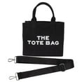 thumbnail image 1 of Bolso de lona para mujer, impermeable, de gran capacidad, informal, con cremallera, correa ancha, para viajes y compras, color negro, 1 of 14