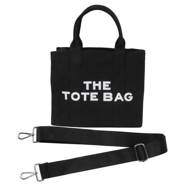 Bolso de lona para mujer, impermeable, de gran capacidad, informal, con cremallera, correa ancha, para viajes y compras, color negro