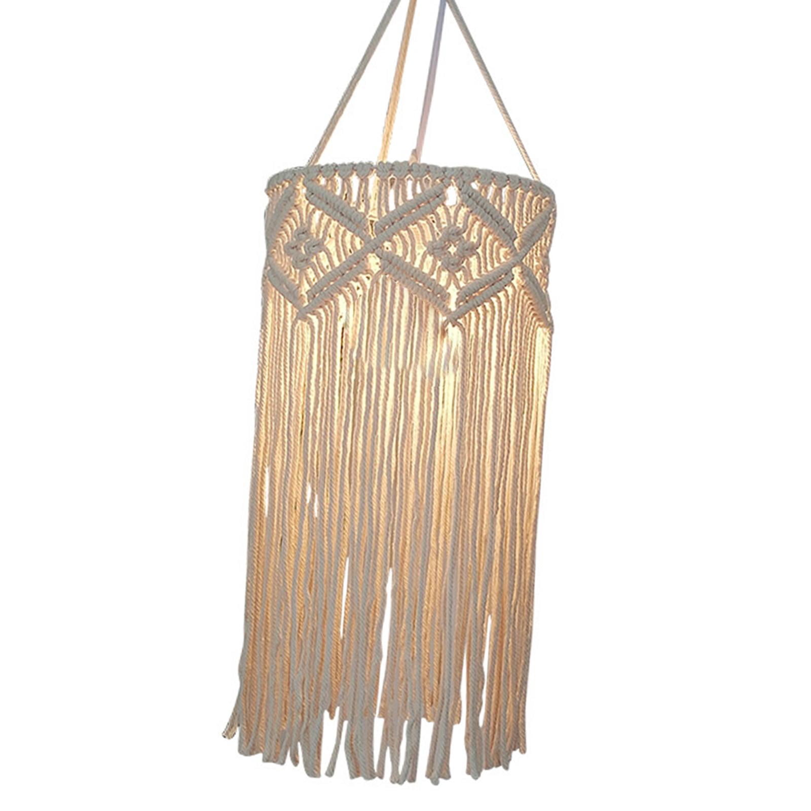 Macrame Lamp Shade Pendant Light Shade Large Modern Handmade Hanging Light Cover Hanging Lampshade for Living Room, Dorm, Office, Home Decor , Style B