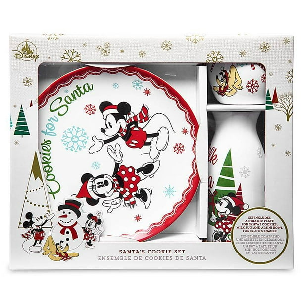 Disney Store Mickey Mouse and Friends Holiday Milk and Cookies Set New