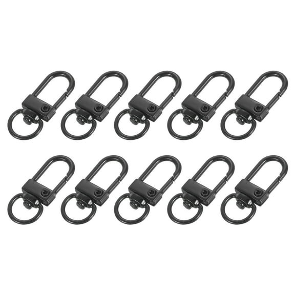 10Pcs Lobster Claw Clasps, 33mm Small Swivel Lanyards Trigger Snap Hooks, Black