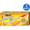 (2 pack) (2 Pack) BIC Cristal Xtra Smooth Ballpoint Stick Pen, Red Ink, 1mm, Medium, Dozen