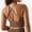 Brown, variant on Women's Scoop Neck Cropped Rib Knit Seamless Criss Cross Back Sports Bra-Medium, Brown