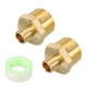 thumbnail image 1 of Uxcell 2pcs Hex Nipple Brass Pipe Fitting, Conector macho NPT de 1/4 x macho NPT de 3/4 con cinta PTFE, tono dorado, 1 of 6