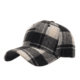 thumbnail image 2 of Clossjun Women Men Stylish Plaid Baseball Cap Fall Winter Warm Classic Hat Soft Casual Dad Hat for Outdoor Sport Black, 2 of 6