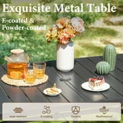 7-Piece Outdoor Patio Dining Set with 6 Textilene Chairs & 1 Metal Steel Rectangle Table, Black & Tan