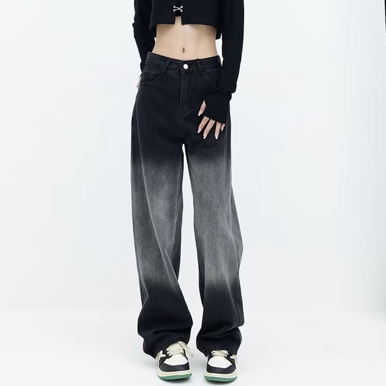 HBFAGFB Straight Leg Jeans for Women Fashion Loose Gradient Color