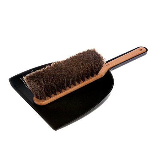 Iris Hantverk Handheld Dustpan & Brush Set with Horsehair in Black