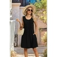 thumbnail image 6 of Loose Beach Vacation Casual Crew Neck Sleeveless Sundresses with Pockets Tank Dress, 6 of 10
