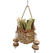 GlorySunshine Rabbit Chew Toys Rattan Hanging Basket Natural Hay Sticks Treats Grinding Teeth for Rabbit Guinea Pig Chinchilla Hamster Ferret