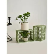 J&V TEXTILES 2 Pack Stackable Crates for Office Storage and Classroom Organization, 16, 24 Quart Sage