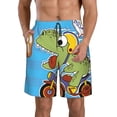 thumbnail image 2 of Uemuo Dinosaur Riding a Motorcycle Pattern Men's Swim Trunks Hawaiian Beach Bathing Suit Swimsuits Beach Quick-Dry Shorts with Pockets-3X-Large, 2 of 9