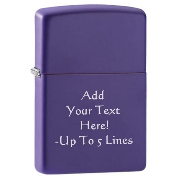 Zippo Lighter - Personalized Customize Message Engrave Purple Matte Color Windproof Lighter #237