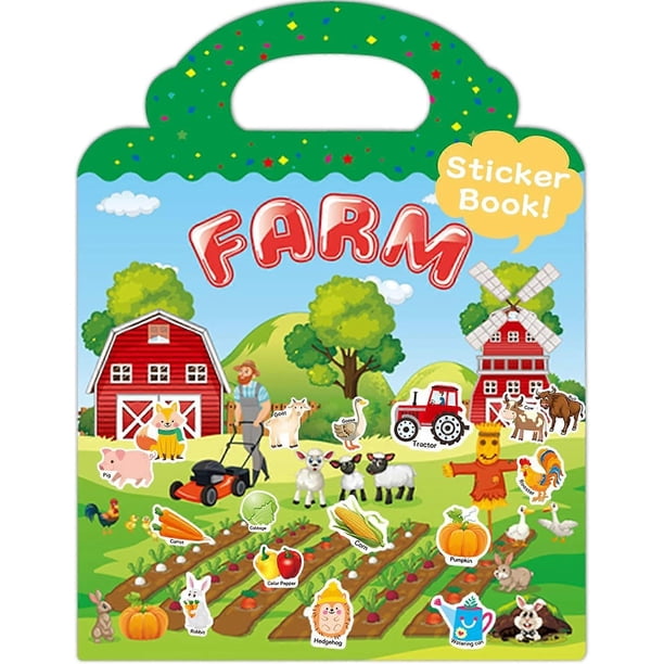 Reusable Sticker Book for Kids 2-4, Fun Travel Stickers for Kid, Toddler Toys Age 2-4, 43 Pcs Cute Waterproof Stickers for Kids Teens Girls Boys - Far