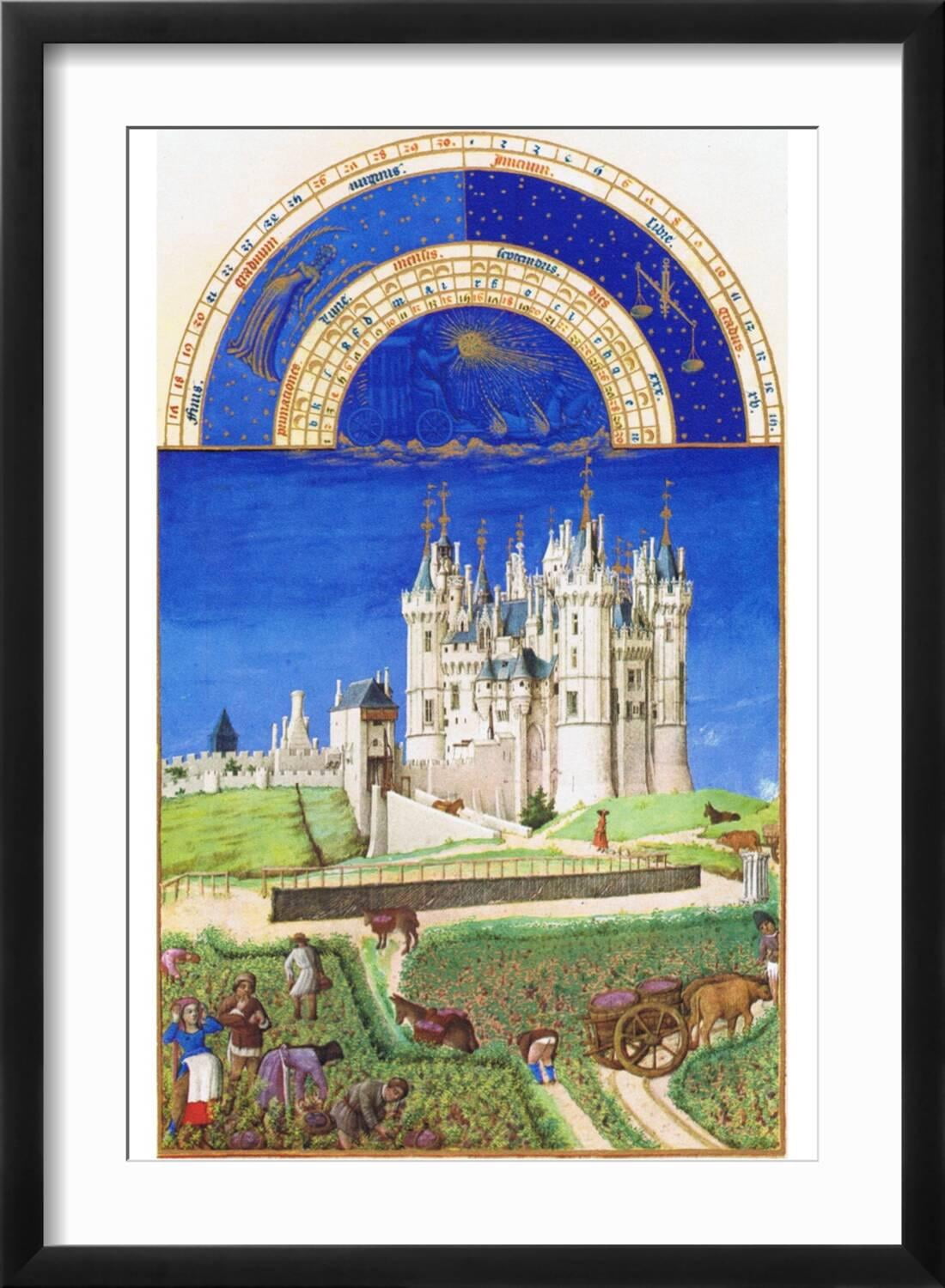 Art.com Le Tres Riches Heures Du Duc De Berry - September Art Print by Paul Herman & Jean Limbourg, Black Frame Wall Art, 17" x 23"