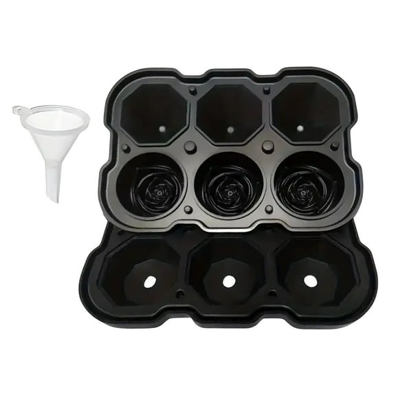 JoyMoreHome Ice Cube Tray, 3 Cavity Silicone Rose Ice Tray & 3 Diamond Ice Ball Maker With Covers, Easy Release Ice Cube Mold for Chilled Cocktails, Whiskey