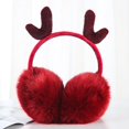 thumbnail image 1 of Orejeras cálidas de Invierno, Orejeras con Diadema Ajustables de Alce navideño Lindo para Mujeres y niñas, Orejeras de Invierno para Exteriores, Color Rojo, 1 of 2