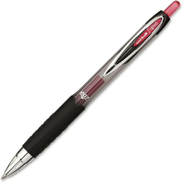 uniball 207 Retractable Gel Pens, Medium Point (0.7mm), Red, 12 Count