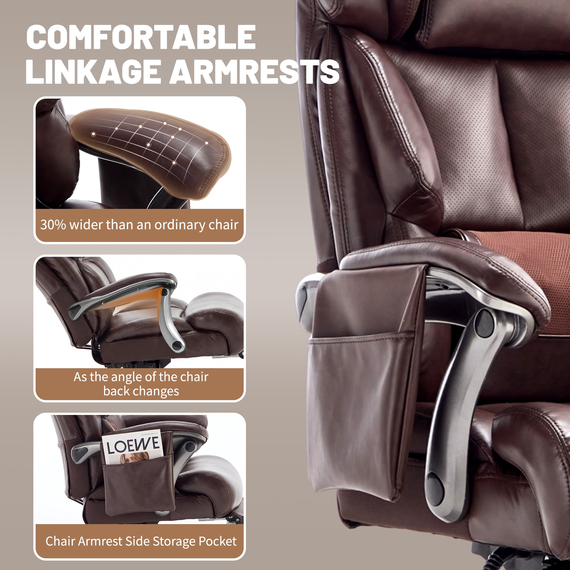 800lbs Big and Tall Massage Office Chair with Heat and Footrest, Heavy Duty Reclining Executive Desk Chair with 20-Point Massage, Extra Wide Seat Ergonomic Chair for Home Office