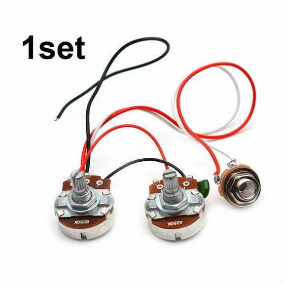 10 pcs PB Bass Wiring Harness Prewired Kit for Precision Bass Guitar 250K Big Pots 1 Volume 1 Tone Jack