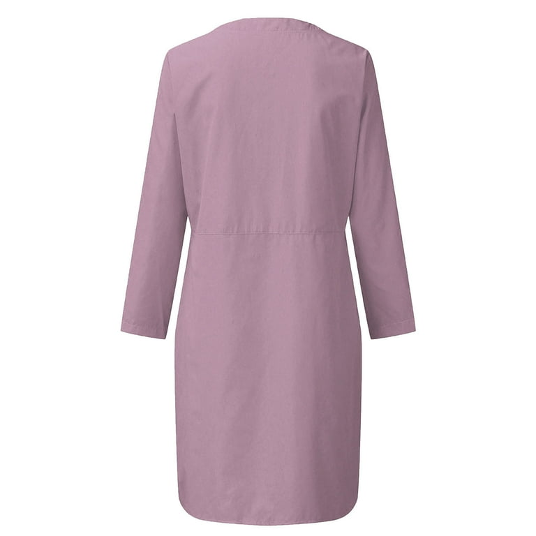 Ecqkame Cotton Linen Pencil Dress for Women Half Sleeve Button Crewneck  Work Dresses Solid Knee Length Midi Dress with Pocket 02-Rose Gold XXL -  Walmart.com