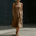 thumbnail image 6 of SAWOBUUN Womens Sleeveless Cotton Blend Midi Dress Crew Neck Casual Loose Fit Tank Dress Casual Summer Dress, 6 of 7