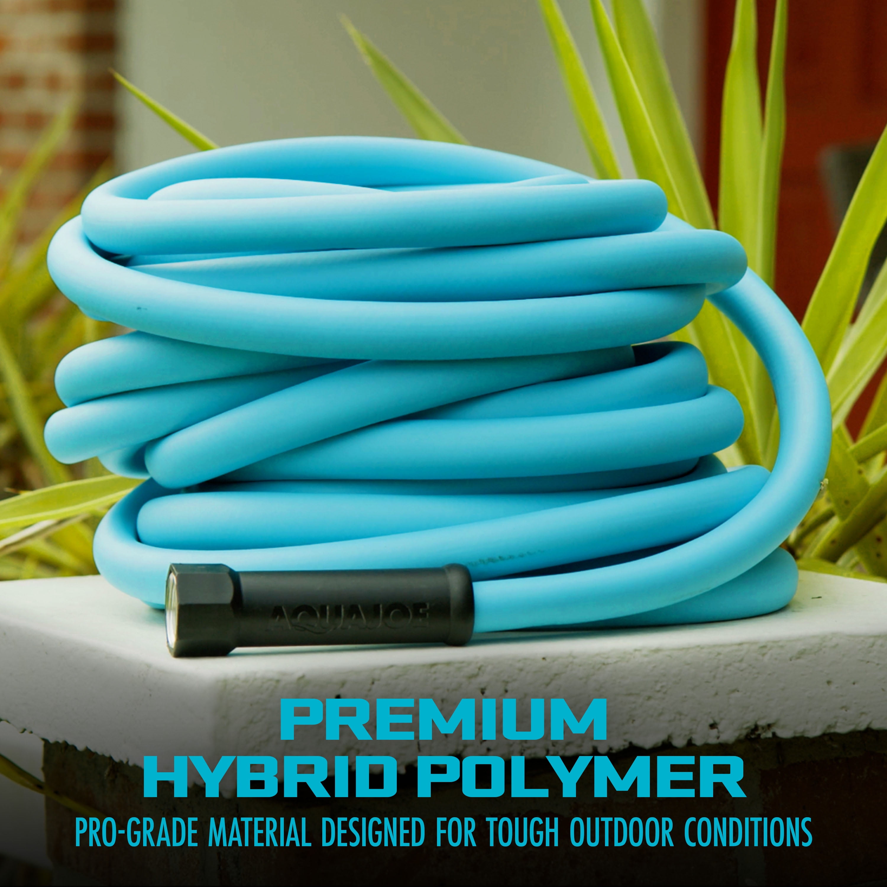 Aqua Joe Hybrid Polymer 50-foot Professional-Grade Garden Hose, 5/8 in, Kink-Resistant & Abrasion-Resistant, 500-PSI Burst Rated