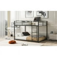 thumbnail image 3 of Full over Full Metal Bunk Bed, Low Bunk Bed with Ladder, Black(Old SKU:MF197034AAB), 3 of 10
